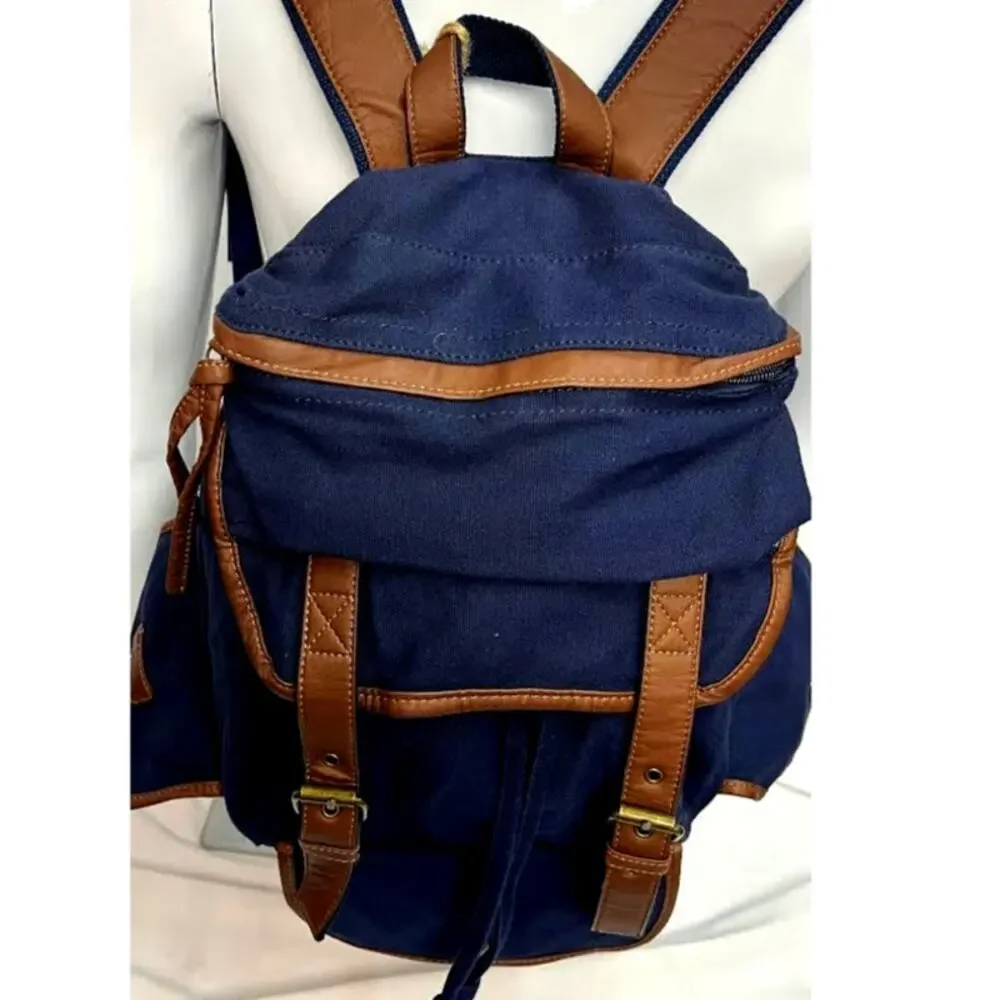 NWT! Hynes Eagle Retro Designer Canvas‎ Backpack 28L NAVY